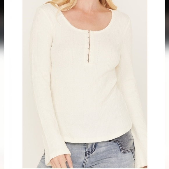 IDYLLWIND WADE LONG SLEEVE TEXTURED HENLEY SHIRT IN IVORY, SZ XS - Picture 5 of 16